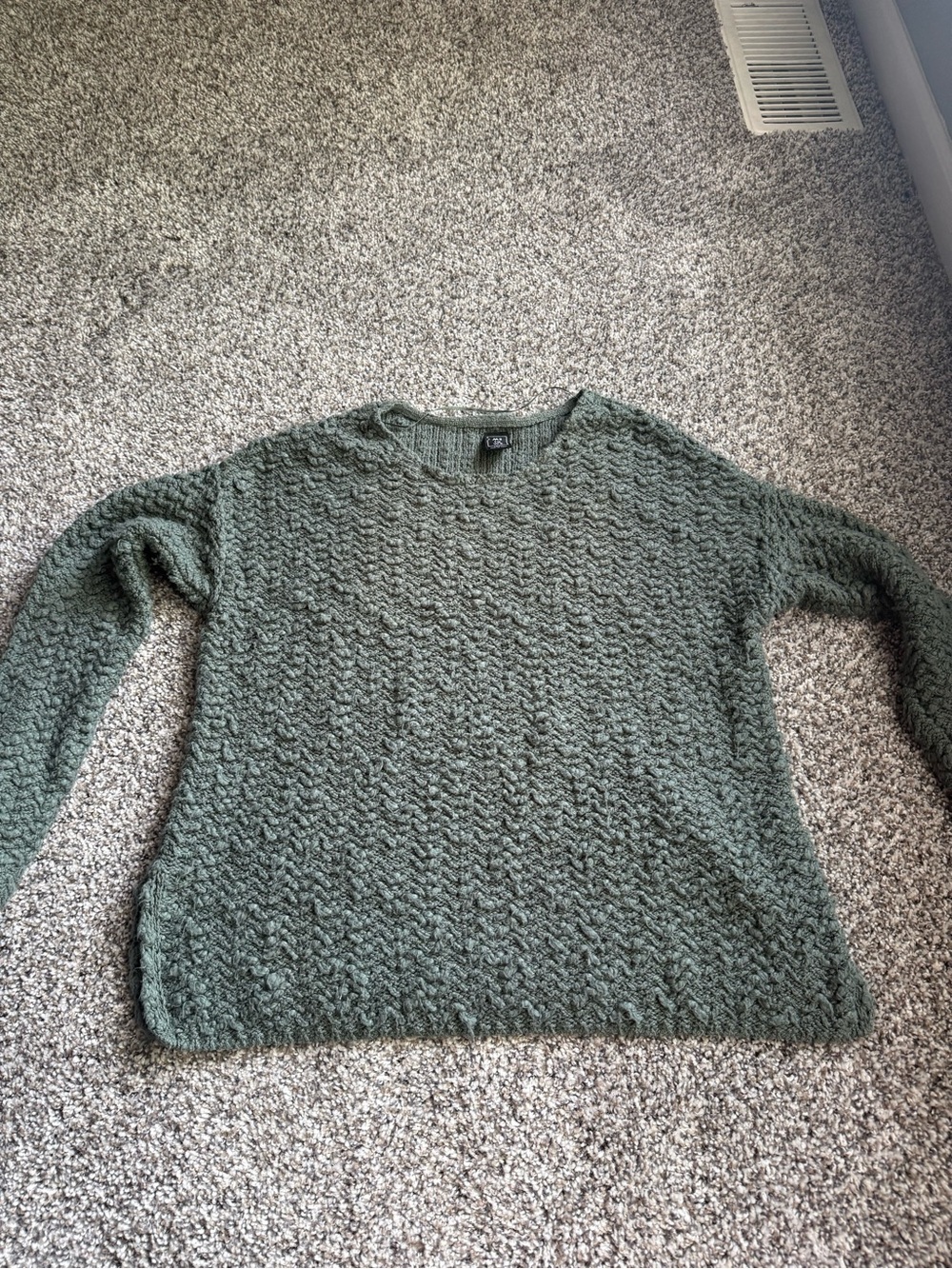 Me to We Olive Green Textured Crew Neck Sweater